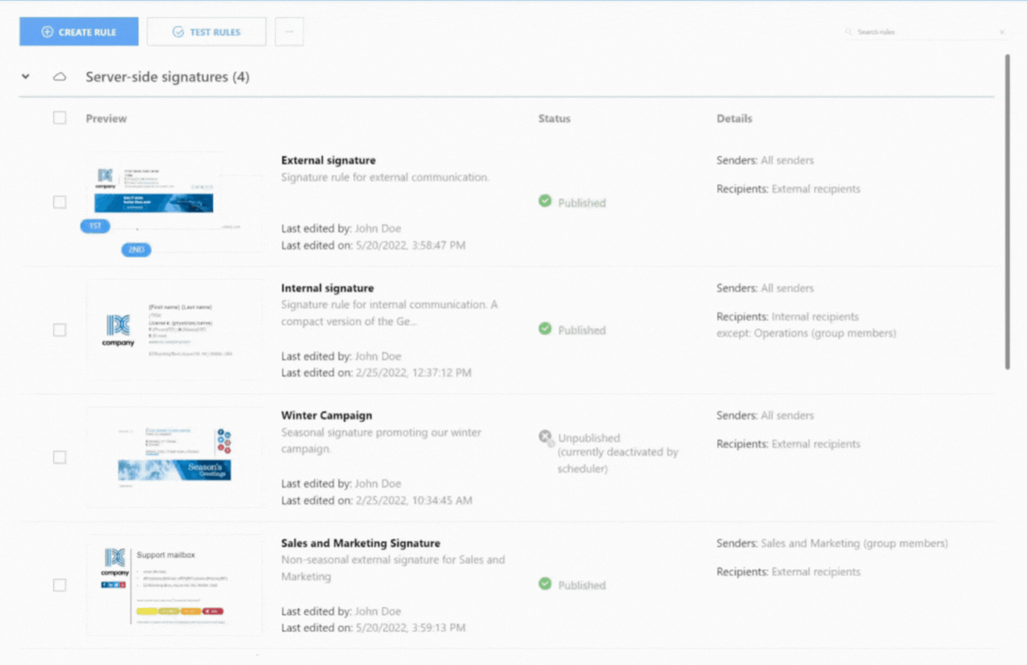 Interface de gerenciamento